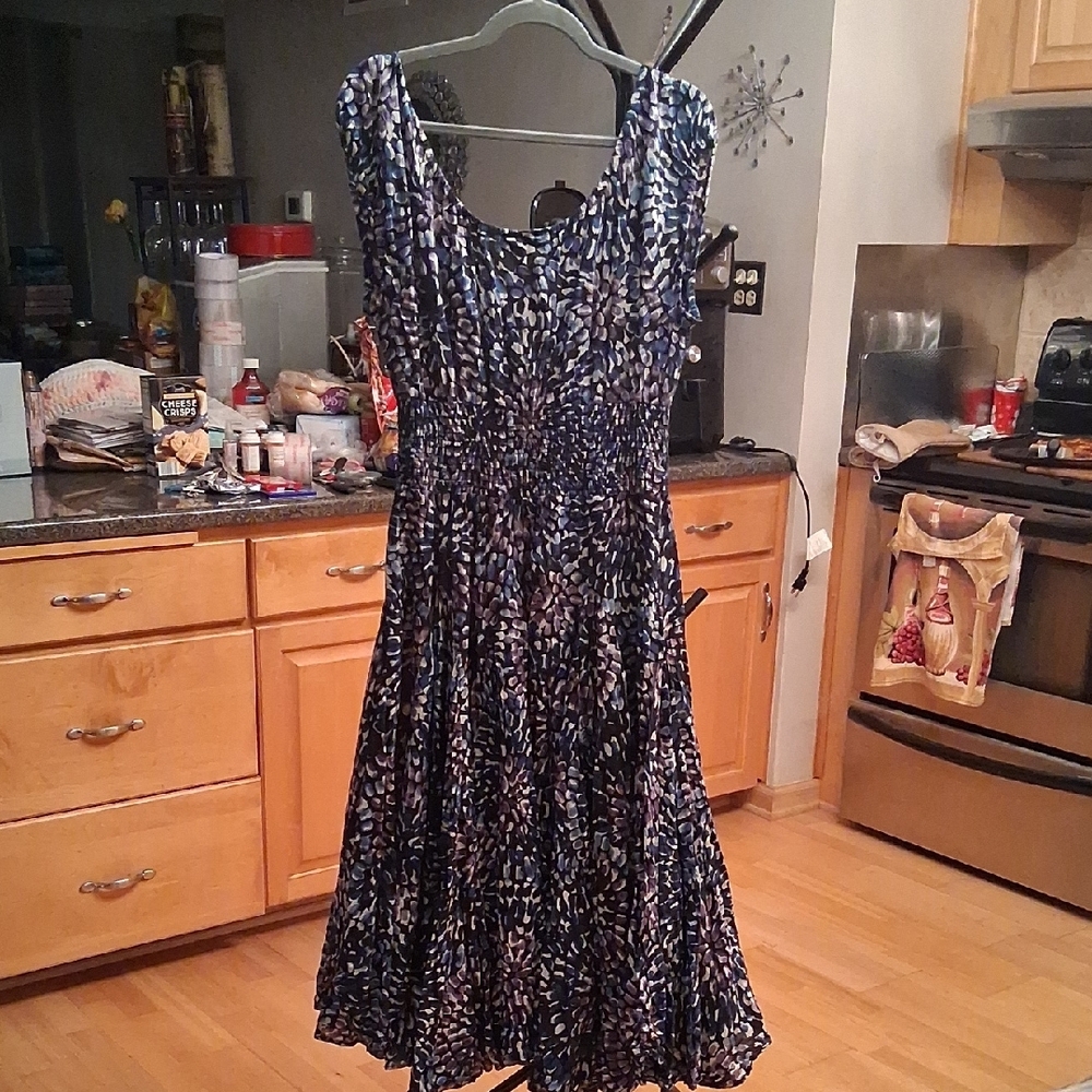 Grace Elements Black And Blue Patterned Midi Dress - image 7